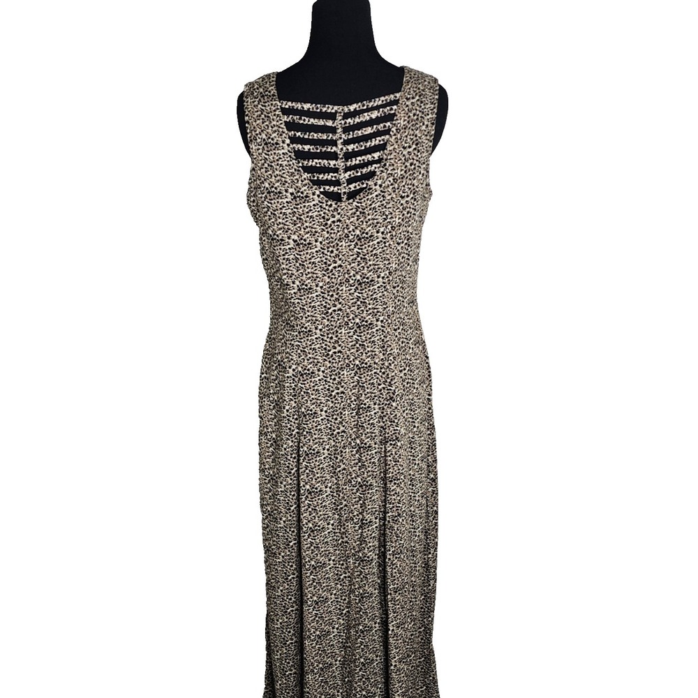 MSK Womens Leopard Printed Crossback Button Down Maxi Dress Festival SZ8 100%Ray